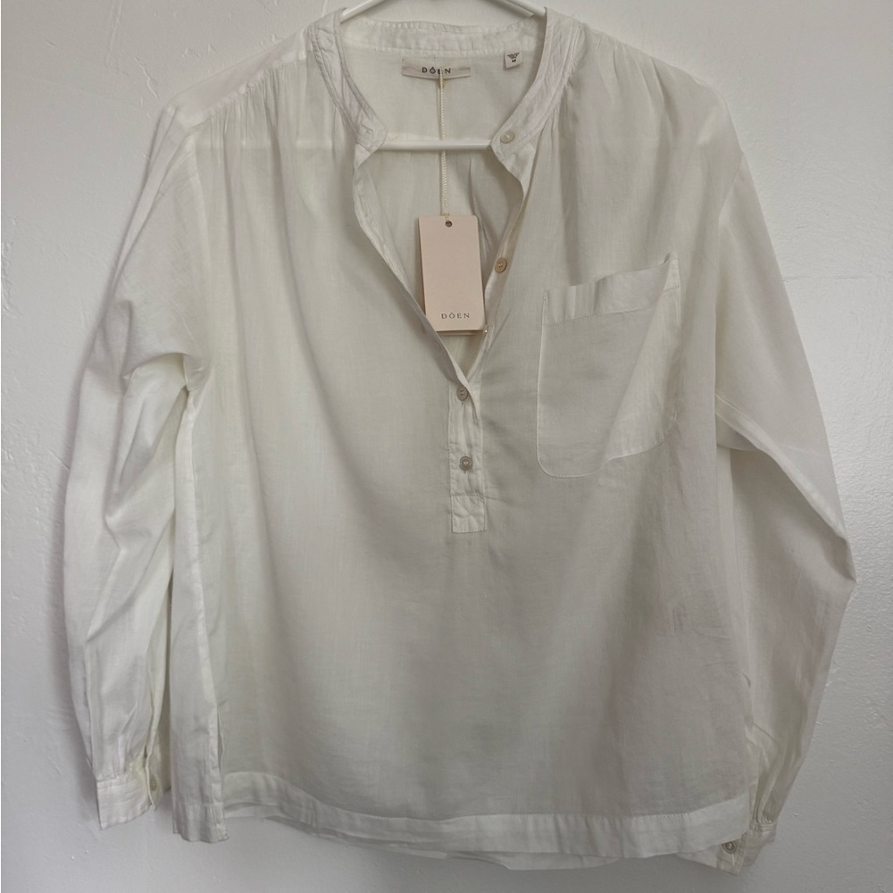 DÔEN Hasia top- translucent white cotton poet blouse M new with tags!